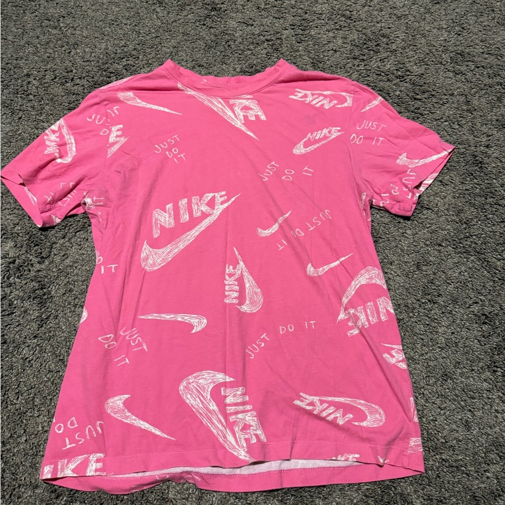 Nike Pink and White Graphic Tee